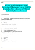 ATI Test Bank for Sociology A Global  Perspective 8th Edition by Ferrante (2021), (A Grade), Questions and Answers, All Correct 