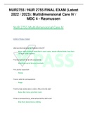 NUR2755 / NUR 2755 FINAL EXAM (Latest 2022 / 2023): Multidimensional Care IV / MDC 4 - Rasmussen