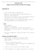 Genetics 244 Ch20 notes: Recombinant DNA Technology