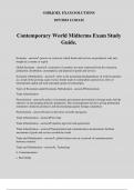 Contemporary World Midterms Exam Study Guide.