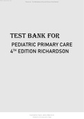 TEST BANK FOR PEDIATRIC PRIMARY CARE 4TH EDITION RICHARDSON