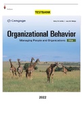 Test Bank for Organizational Behavior Managing People and Organizations, 14Ed., Ricky W. Griffin & Jean M. Phillips. ALL Chapters Included, Updated & Latest