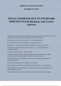 TEXAS COSMETOLOGY STATE BOARD WRITTEN EXAM Questions And Correct Answers