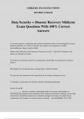 Data Security + Disaster Recovery Midterm Exam Questions With 100% Correct Answers