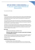 NR 503 WEEK 3 DISCUSSION(Week 3: Discussion- Epidemiological Methods and Measurements) Graded A+