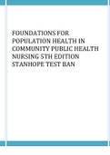 FOUNDATIONS FOR POPULATION HEALTH IN COMMUNITY PUBLIC HEALTH NURSING 5TH EDITION STANHOPE TEST BAN