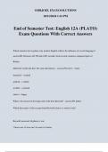 End of Semester Test: English 12A (PLATO) Exam Questions With Correct Answers