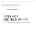 WALDEN UIVERISTY, NURS 6635 MIDTERM PMHNP Newly Updated Exam Elaborations Questions with Answers Explanations