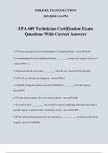 EPA 609 Technician Certification Exam Questions With Correct Answers