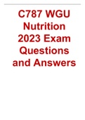 WGU  C787 Nutrition 2023 Exam Questions and Answers