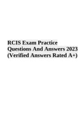 RCIS Exam Practice Questions And Answers 2023 (Verified Answers Rated A+)