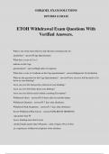 ETOH Withdrawal Exam Questions With Verified Answers.