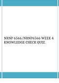 NRNP 6566/NRNP6566 WEEK 4 KNOWLEDGE CHECK QUIZ AND ANSWERS. A PASS