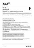 AQA GCSE BENGALI PAPER 1 QUESTION PAPER 2024 (8638/LF/T: Foundation Tier Listening Test Transcript)