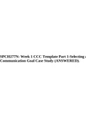 SPCH 277N Week 2 Course Project: Part 2-Describing Communication Patterns (solved) &SPCH 277N: Week 1 CCC Template Part 1-Selecting a Communication Goal Case Study (ANSWERED).