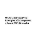 WGU C483 Test Prep - Principles of Management – Latest 2023 Graded A