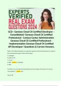 GCD - Genesys Cloud CX Certified Developer – Consolidated/ Genesys Cloud CX Certified Professional - Contact Center Administration Genesys Cloud CX Certified Professional - Implementation Genesys Cloud CX Certified API Developer/ Questions & Correct Answe