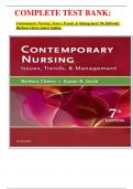 COMPLETE TEST BANK:  Contemporary Nursing: Issues, Trends, & Management 7th Editionby Barbara Cherry Latest Update.