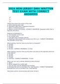 2024 NEW JERSEY DMV WRITTEN TEST EXAM WITH CORRECT ANSWERS