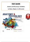 Test Bank for Anatomy and Physiology 11th Edition by Patton, Bell, Thompson & Williamson, ISBN: 9780323775717, All 48 Chapters Covered, Verified Latest Edition