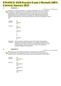 FINANCE (FINA4320) Practice Exam 2 Revised (100% Correct) Answers 2023.