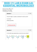 PORTAGE LARNING BIOD 171 LAB 8 EXAM (L8) ESSENTIAL MICROBIOLOGY A+ RATED GUIDE.