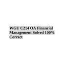 WGU C214 OA Financial Management Solved 100% Correct