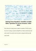 Solving Linear Equations: Variables on Both Sides/ Questions & Correct Answers/ 2024-2025. 