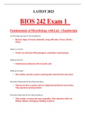 BIOS 242 Exam 1 (Latest 2023 / 2024) Fundamentals of Microbiology with Lab - Chamberlain | Passed | A+ Rated Guide | New Full Exam