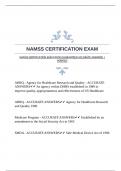 NAMSS CERTIFICATION EXAM WITH GUARANTEED ACCURATE ANSWERS |VERIFIED