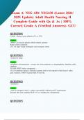 Exam 4: NSG 430/ NSG430 (Latest 2024/  2025 Update) Adult Health Nursing II     Complete Guide with Qs & As | 100%  Correct| Grade A (Verified Answers)- GCU