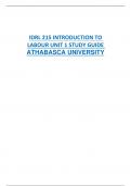 IDRL 215 INTRODUCTION TO  LABOUR UNIT 1 STUDY GUIDE  ATHABASCA UNIVERSITY