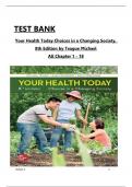 TEST BANK For Your Health Today Choices in a Changing Society, 8th Edition by Teague Michael, All Chapters 1 to 18 complete Verified editon ISBN:9781260260335