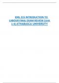 IDRL 215 INTRODUCTION TO  LABOUR FINAL EXAM REVIEW (Unit  1-4) ATHABASCA UNIVERSITY 