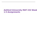 Ashford University MAT 232 Week 1-5 Assignments