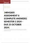 HRM2605 Assignment 6 (COMPLETE ANSWERS) Semester 2 2024 - DUE 25 October 2024; 100% TRUSTED Complete, trusted solutions and explanations. Ensure your success with us...