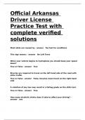 Official Arkansas Driver License Practice Test with complete verified solutions.