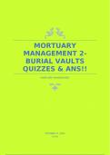 MORTUARY MANAGEMENT 2- BURIAL VAULTS QUIZZES & ANS!!