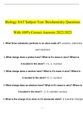 Biology SAT Subject Test: Biochemistry 2022 Guide with complete solution