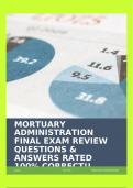 MORTUARY ADMINISTRATION FINAL EXAM REVIEW QUESTIONS & ANSWERS RATED 100% CORRECT!!