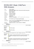 ECON 2001 Week 3 Mid Term Questions With Answers