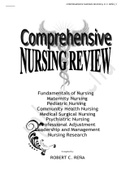 COMPREHENSIVE NURSING REVIEW by R. C. REÑA . Fundamentals of Nursing Maternity Nursing Pediatric Nursing Community Health Nursing Medical Surgical Nursing Psychiatric Nursing Professional Adjustment Leadership and Management Nursing Research