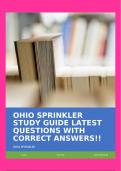 OHIO SPRINKLER STUDY GUIDE LATEST QUESTIONS WITH CORRECT ANSWERS!!