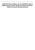 NURS 6512 Week 6 Midterm Exam / NURS6512 Week 6 Midterm Exam (Latest): Advanced Health Assessment: Walden University (Already graded A)
