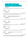 NURS 6501 Advanced Pathophysiology Midterm Q & A Graded A.