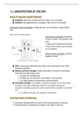 Summary Notes for Systems Architecture, Memory and Storage - Paper 1: Computer Systems for Computer Science OCR GCSE (9-1)