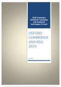 OXFORD CAMBRIDGE AND RSA 2024 GCE  Chemistry A  H432/02: Synthesis and analytical techniques  A Level ACTUAL QUESTION PAPER AND MERGED MARKING SCHEME