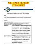 NR 548 MSE REVISED MENTAL STATUS EXAMINATION WORKSHEET.