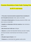 Fresenius Hemodialysis Study Guide Training Class for PCT's and Nurses Questions and Answers 2023 (Verified Answers)