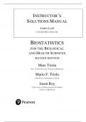 Solutions Manual for Biostatistics for the Biological and Health Sciences 2nd Edition by Marc Triola (All Chapters)